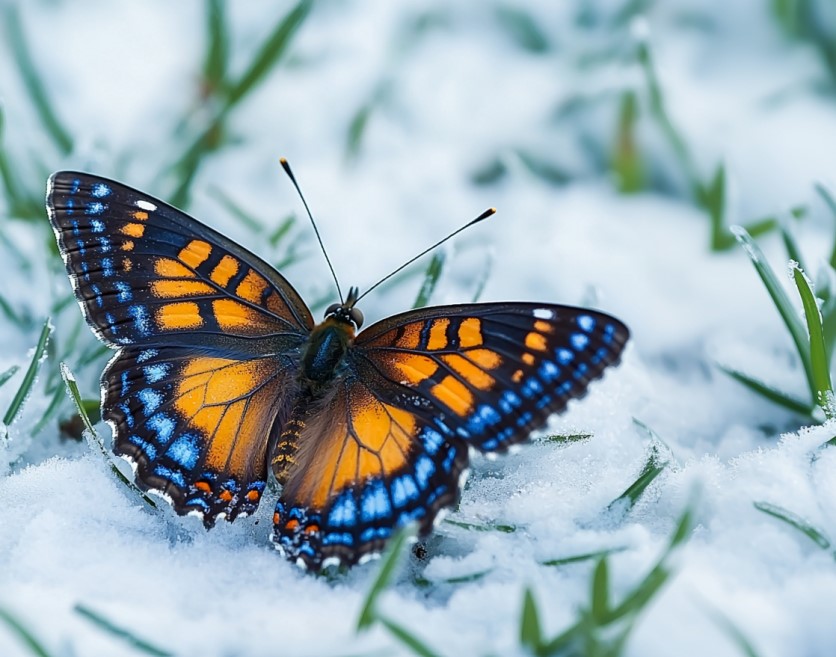 papillon hiver neige