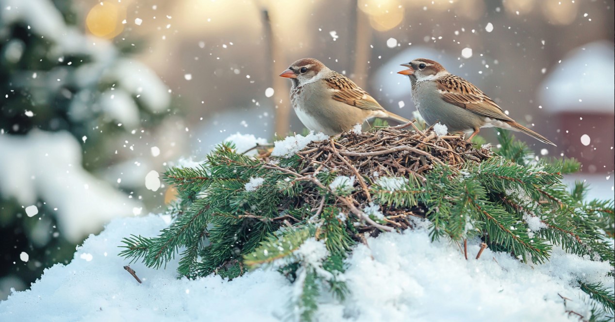 tas de branches refuge oiseaux sapin de noel recyclage